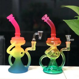 Rasta recycler dab rig 10 inch Colourful glass bong fab egg heady glass water pipe bubbler with bowl and banger