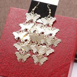 2019 Hot sale Multi storey Butterfly Tassels Dangle Chandelier Earrings black gold silver Exaggerated Pendant Earrings woman Fashion jewelr