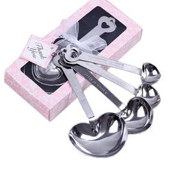 Wholesale- Free Shipping Heart shape Measuring Spoons Wedding Souvenirs Wedding Gifts Pack in Gift Box