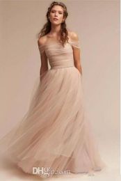 Vintage Blush 2023 New BHLDN Wedding Dresses Off The Shoulder Delicate Sash Bridal Gowns Floor Length Sheath Backless Wedding Gown 1299