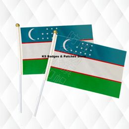 Uzbekistan Hand Held Stick Cloth Flags Safety Ball Top Hand National Flags 14*21CM 10pcs a lotLesotho