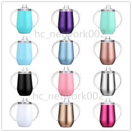 12 Colors Sippy Cups Mugs 10oz Wine Tumbler Shaped Kid Cup with Handle Stainless Steel Insulated Vacuum Tumbler Double Walled for Baby