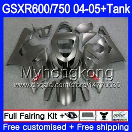 Bodys +Tank For SUZUKI GSXR 750 GSXR 600 GSXR-750 GSX-R600 2004 2005 295HM.54 GSX R750 K4 GSXR600 04 05 GSXR750 Matte grey hot 04 05 Fairing