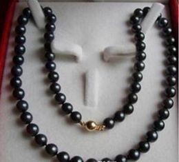 Charming 8-9mm Black SaltWater Cultured Pearl Necklace 18''