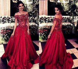 Off Shoulder Red Long Evening Dresses 2019 New Arrival A Line Celebrity Holiday Women Wear Formal Party Prom Gowns Custom Made Plus Size