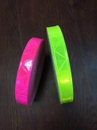 2.5cm*50m Traffic Signal Warterproof PVC Reflective Warning Pink Fluorescent Green Tape Sewing For Safety Clothing
