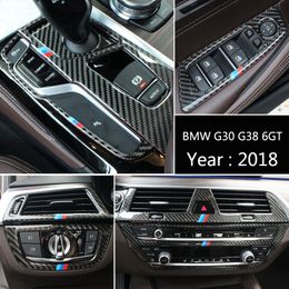 Carbon Fiber Sticker For BMW 5 Series G30 6GT Car Styling Interior Gearshift Air Conditioning CD Panel Reading Light Cover Trim Auto Accessories