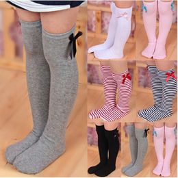 6 stlyes Kids Girl's Sweet Princess Bowknot Striped Boot Socks Winter Knee High Warm Cute Socks