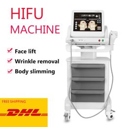 Face lifting hifu slimming machine 5 cartridges with 10000 shots winkle removal and body lose weight