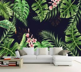 beibehang Custom wallpaper 3d Nordic hand-painted minimalist rainforest plant TV background wall decorative painting wallpaper