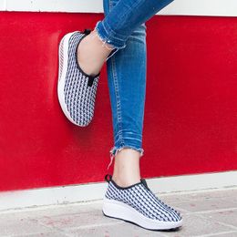 Hot Sale-New Breathable Mesh Platform Shoes Women On Shoes Height Increasing Soft Toning Walking Slimming Shoes
