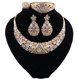 Crystal African Beads Jewellery Set Nigerian Wedding For Women Necklace Ethiopian Jewellery Wedding Gold Set Costume Jewellery