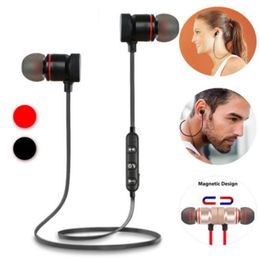 Wireless Earphones Metal Magnetic Stereo Bass Headphones Cordless Sport Headset Earbuds With Microphone With Retail Package