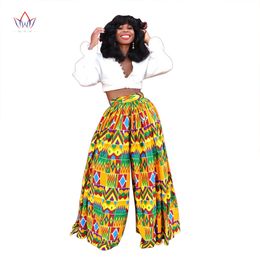 Dashiki African Print High Waist Wide leg pants African Clothing for Women Bazin Riche Office Loose Straight Pants WYG126