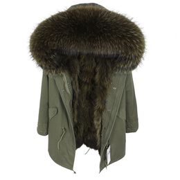 2019 winter fashion natural Raccoon fur collar Thick Parka Raccoon fur lining jacket solid loose women's clothing real fur coat MX191025
