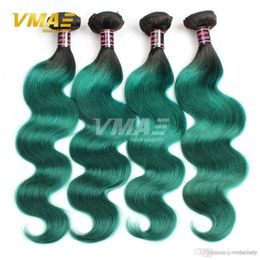 1B Green Brazilian Body Wave Human Hair 9A Virgin Human Hair Extensions Ombre Color Brazilian Hair 3 Bundles Lot VMAE opp bag