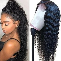 13x6 Lockige Spitze Front Menschliches Haar Perücken Tiefe Welle Frontal Perücke Vorgezupft Für Schwarze Frauen Remy Wasser Welle