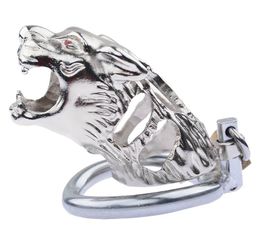 Stainless Steel Male Chastity Device for Long-Term Wear Tiger Head Modelling Penis Lock Restraint Cock Cage Sex Toys for Men