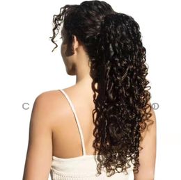 Easy ponytail hairstyle human hair ponytail hairpieces clip in low curly human hair 140g drawstring ponytail hair extension for black