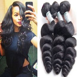 Brazilian Virgin Hair Weaves Hair Bundles Loose Wave Bouncy Curl