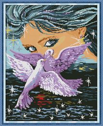 Beauty And Dove home cross stitch kit ,Handmade Cross Stitch Embroidery Needlework kits counted print on canvas DMC 14CT /11CT