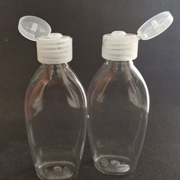 50ml Empty hand sanitizer bottle clear plastic PET bottles with flip cap refillable bottle for makeup fluid disposable hand sanitizer gel