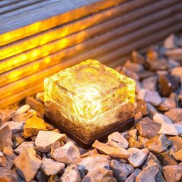 Solar lawn lamp 4 leds auto lighting simulation ice cube light LED brick night lamp garden plaza decoration party lighting