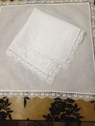 Home &Textile Set of 12 Irish Style 12 x12 Cotton Wedding Bridal Handkerchief Elegant Embroidered crochet Lace Hankie Ha2679