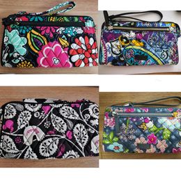 Cotton Flower Cartoon Front Zip wristlets wallet 4 patterns buy 10 free get 1