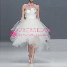 bridal party dresses for bride Canada - Sexy Off-the-shoulder Asymmetrical Soft Tulle White Layer Ruffle Wedding Dresses The Bride Banquet Bridal Party Dress