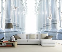 Customize your favorite dream Roman column white dove background wall decoration advanced romantic wallpaper