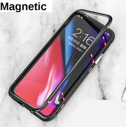 Magnetic Adsorption Metal Tempered Glass Back Case For iPhone XS Max XR X 8 8 Plus 7 6 S20 Ultra S10 Plus Note10