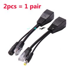 Freeshipping 50pair PoE Passive Cable Splitter Power Over Ethernet For PoE IP Camera PoE Splitter Injector Cable Kit Adapter DHL