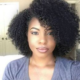 top quality new hairstyle short curly natural Wig brazilian Hair African Ameri Simulation Human Hair kinky curly wig for ladies