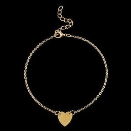 Wholesale- Heart-shaped Pendant Anklets Bracelet Foot Jewellery Barefoot Sandals Beach Accessories European and American Fashion Anklets