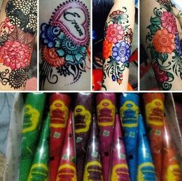 indian henna tattoo paste UK - Henna Cones Indian Henna Tattoo Paste Black Brown Red Blue for Temporary Tattoo Body Art Sticker Mehndi Body Paint