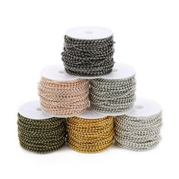 Neue 10yards/Rolle Breite 1,5mm Metall Eisen Kugel Perle Link Ketten Rose Gold Silber Bronze Schwarz Halskette kette Erkenntnisse für DIY Schmuck Machen