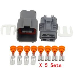 5 Sets 4 Pin Car 6.3mm Series Connector Oxygen Sensor Waterproof Connector with Terminal DJ70453A-6.3-11/21, 7222-6244-40 & 7123-6244-40