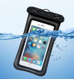 Universal Float Airbag Waterproof Swimming Bag Mobile Phone Case Cover Dry Pouch Diving Drifting Riving Trekking Bags for iphone xs max S10