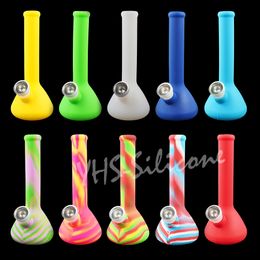 7.5'' beaker base water pipes hot selling multiple Colours glass bongs for smoking with removable silicone downstem and glass bowl