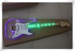 Factory LED Light Acrylic Body Electric Guitar with Floyd Rose Bridge,Maple Fingerboard,can be customized