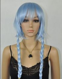 WIG WBY Wholesale price Hot Sell TSC ^^^^^charming sexy short straight women Cosplay Party long braid sky-blue wigs