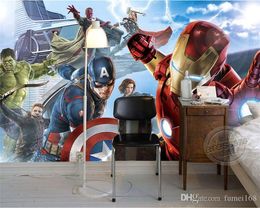 Avengers Boys Bedroom Photo Wallpaper Custom 3D Wall Murals Marvel Comics  Wallpaper Children S Room Interior Design Room Decor