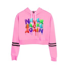 Never Broke Again High waist hoodie women Hot sale fashion girls Navel hoody popular casual tops