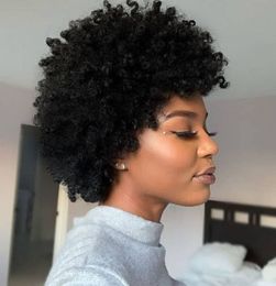 new hairstyle ladies' short cut kinky curly wigs brazilian Hair African Americ Simulation Human Hair soft short curly wig for woman