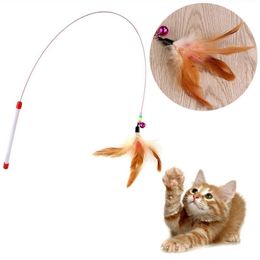 Fio Engraçado Brinquedo Do Gato Com Sinos De Penas Engraçado Vara Do Gato Suprimentos Para Animais De Estimação Engraçado Gato Pet Teaser Feather Toy Fio