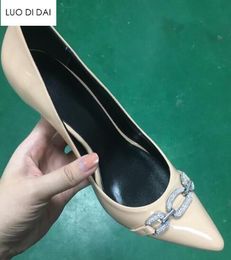 2019 Yeni kadın çıplak pompaları parti ayakkabı şerit zincirleri elbise ayakkabı pompaları sivri burun yüksek topuklu elmas ...