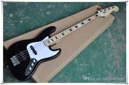 4 Strings Black Electric Bass Guitar with Black Pickguard,Maple Fingerboard,Can be Customized as you request