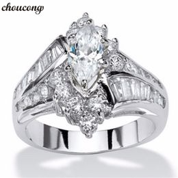 Antique Ring Marquise Cut Diamond White Gold Filled Engagement Wedding Band Rings for women men Fashion Jewellery