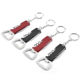 Keychain Knife Beer Bottle Opener Stainless Steel Multifunctional Handle Red Wine Bottle Openers Gift Wine bar Kitchen Tools CYZ1255a 200PCS